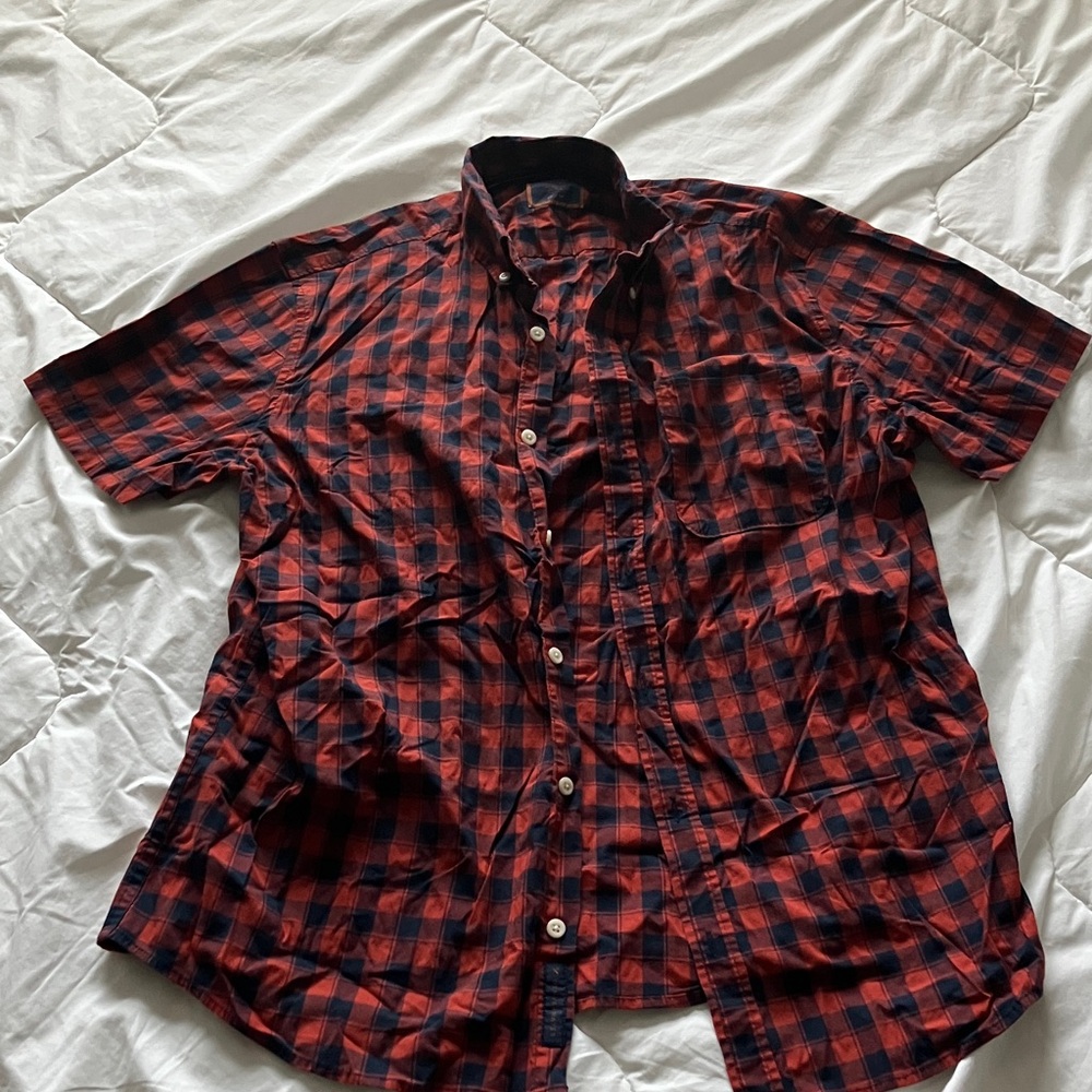 Denver Hayes Red and Black Plaid Casual Shirt